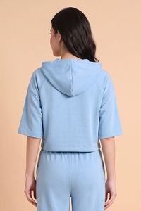 Zivame Athleisure Hooded Sweatshirt - Blue Bell — thumbnail 2